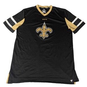 New Orleans Saints Fanatics Men's‎ XL Black Gold Fleur de Lis Poly T-Shirt